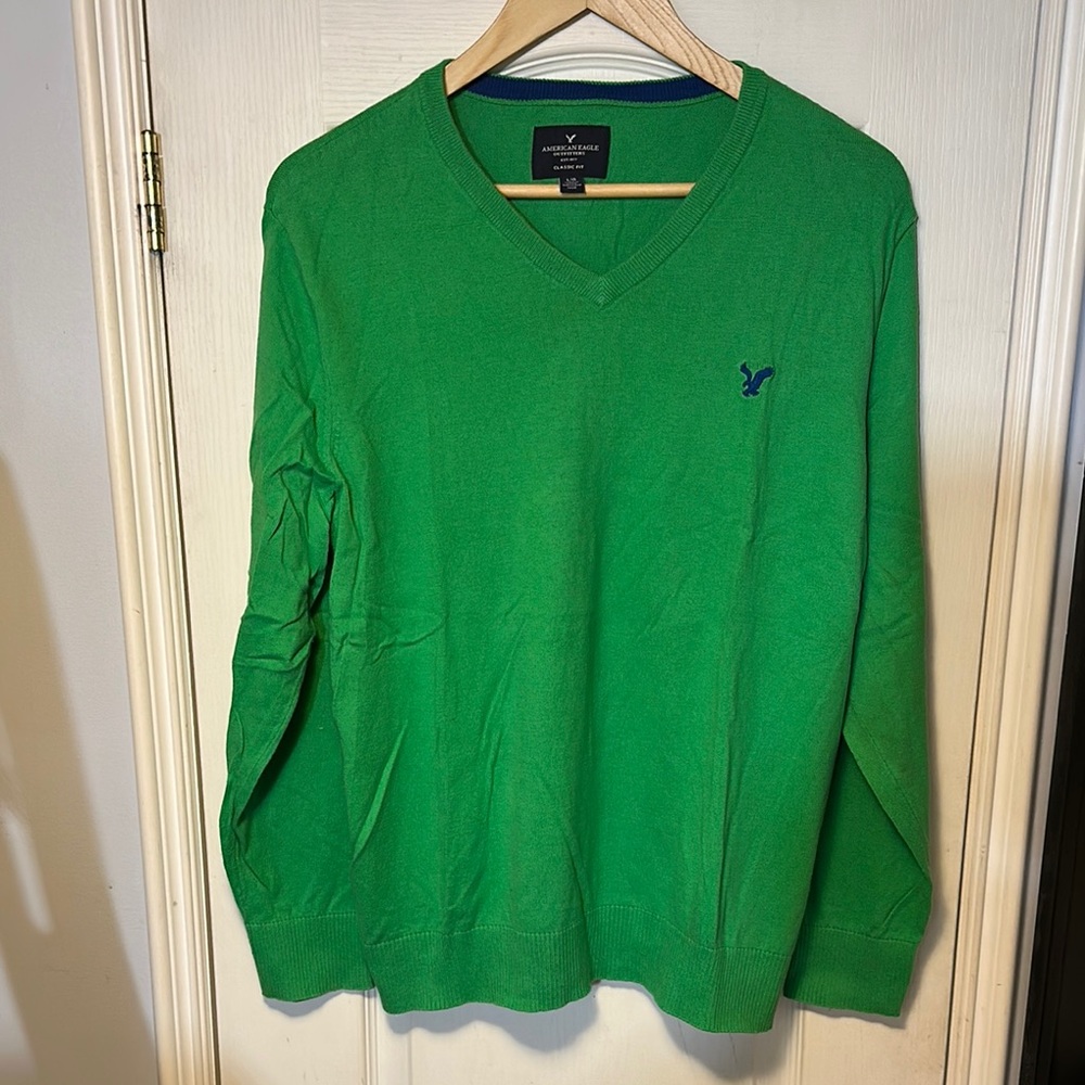 American Eagle Outfitters V-Neck Green Sweater L